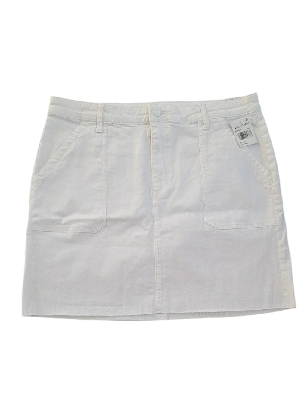 Kut from the Kloth White Denim Mini Skirt with Front Pockets